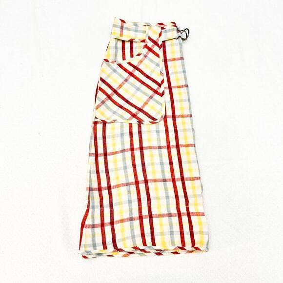 DKNY Madras Plaid Patterned Linen Skirt Front Pockets Size 2 - Picture 5 of 5